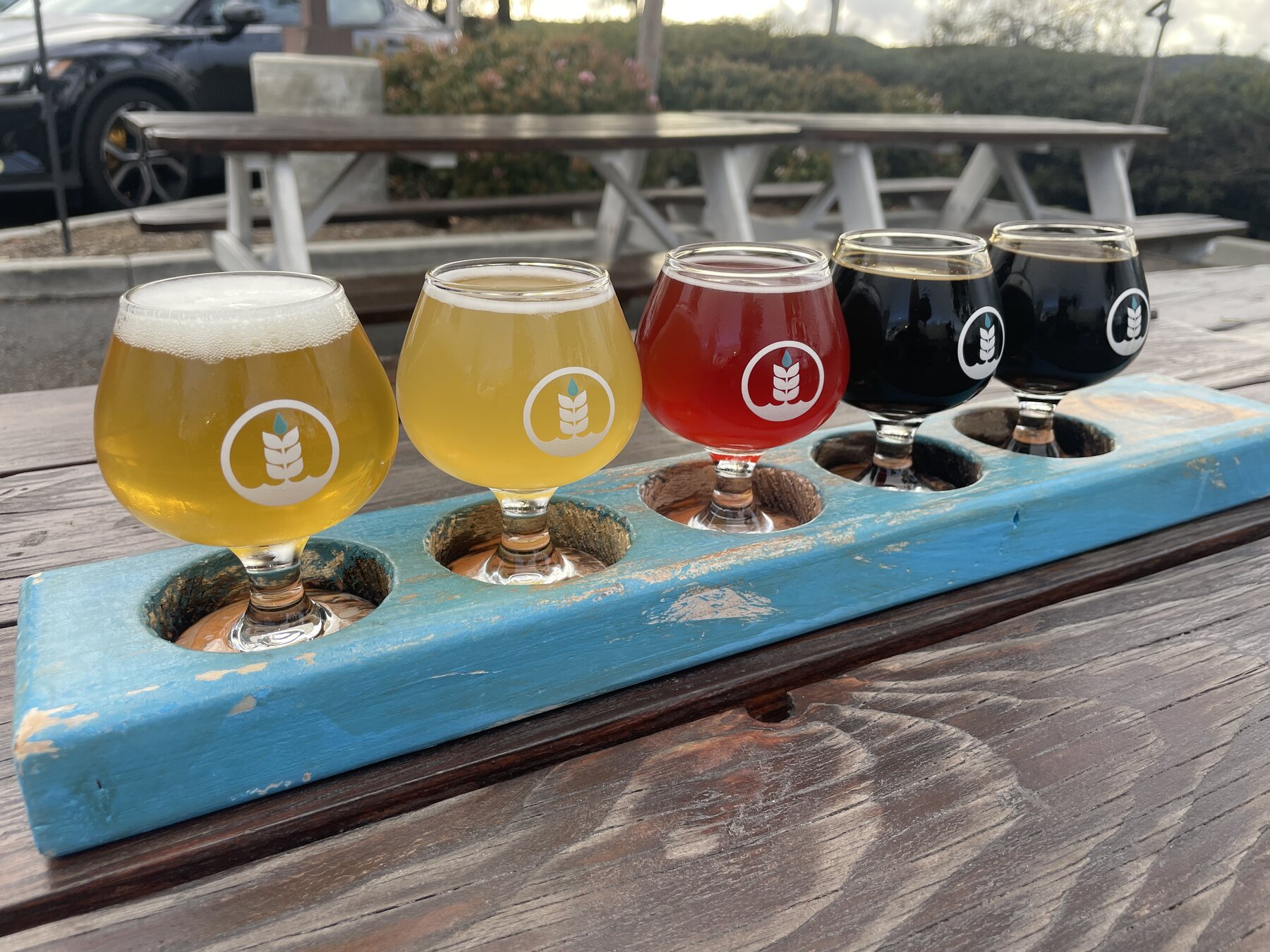 Guests on a private San Diego brewery tour